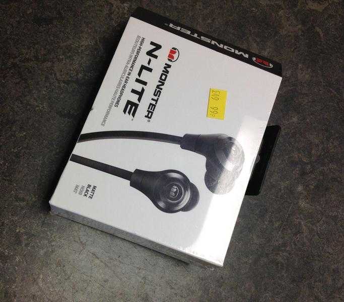 Brand new MONSTER  N-lite high performance in-ear HEADPHONES  sealed in box as new