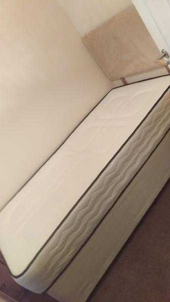 BRAND NEW SINGLE DIVAN BED WITH BRAND NEW LUXURY MEMORY FOAM MATTRESS AND SUEDE HEADBOARD