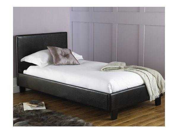 BRAND NEW SINGLE LEATHER BED WITH MATTRESS - NEXT DAY DELIVERY