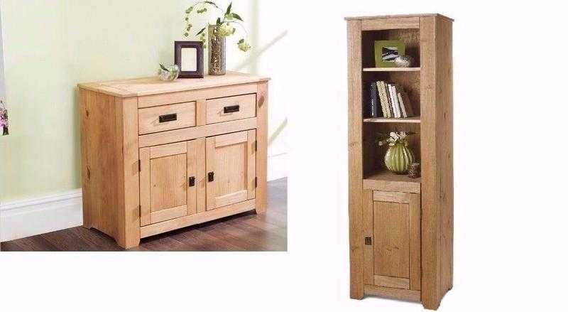 Brand New Traditional Solid Wood Solid Pine Sideboard 2 Door amp Bookcase