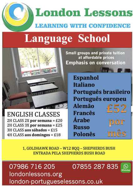 Brazilian Portuguese, Spanish, French, German, Italian, Arabic classes