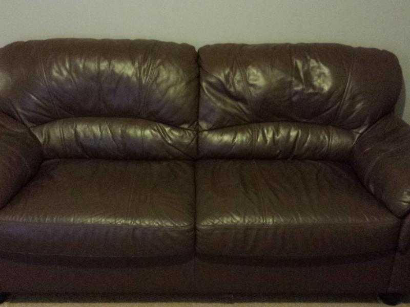 BROWN 2 amp 3 SEATER SOFA