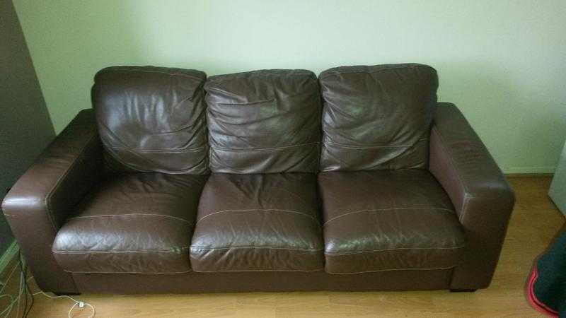 Brown 3 seater leather sofa