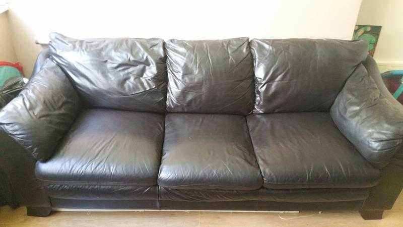 Brown 3 seater leather sofa