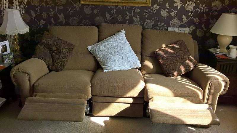 Brown double recliner sofa