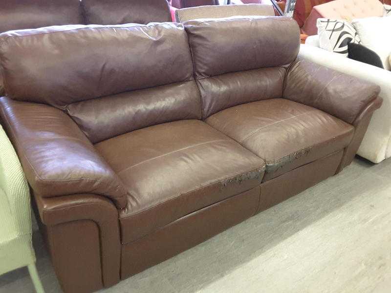 Brown Faux Leather 3 Seater Sofa - Local Delivery 19