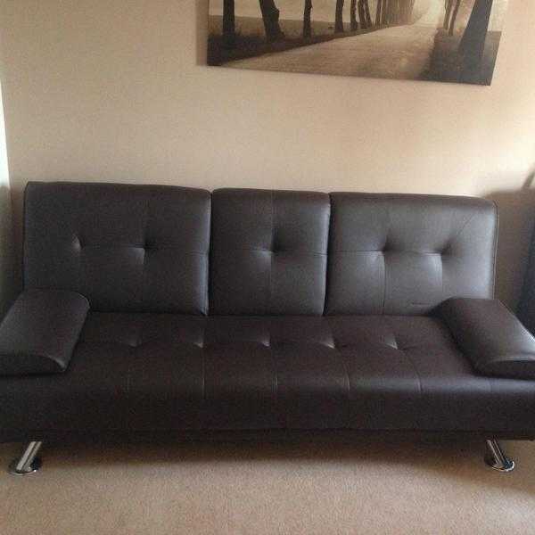 Brown Faux Leather Sofa Bed