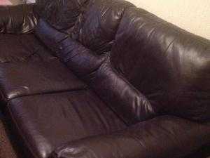 brown leather 2 seat sofa