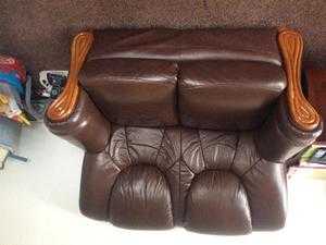 Brown leather 3 piece suite