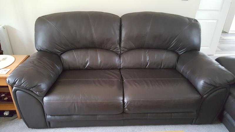 Brown Leather 3 Piece Suite
