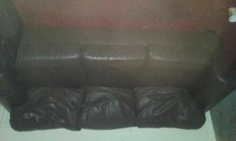 Brown leather 3 seater