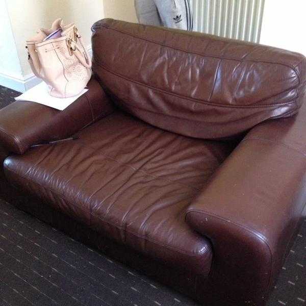 Brown leather 3seater and a large 1