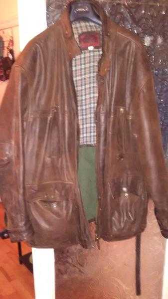 brown leather coat xl