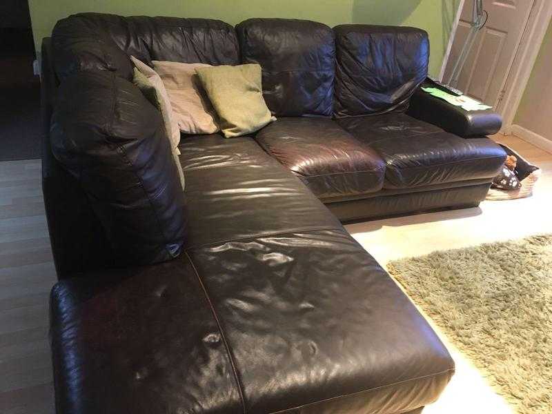 Brown Leather corner sofa