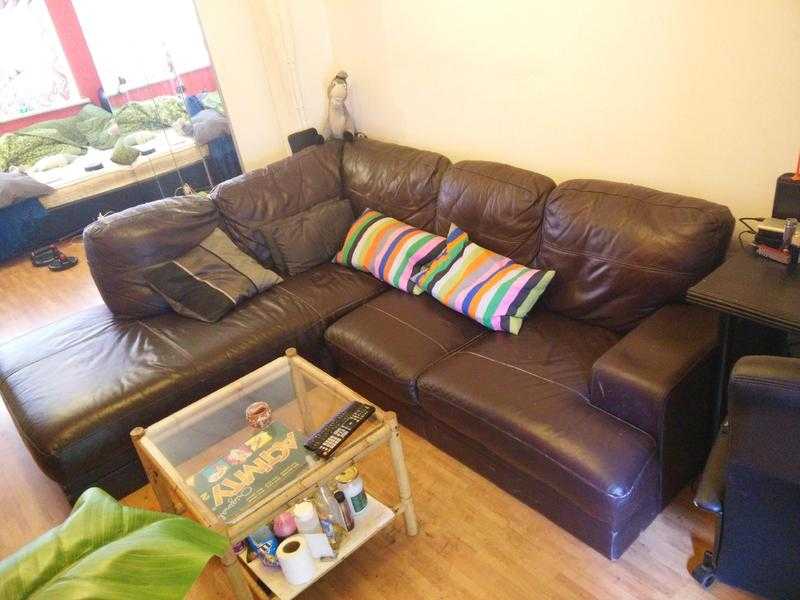 Brown Leather Corner Sofa