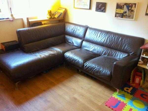 Brown Leather Corner Sofa