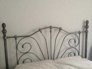 brown leather effect double headboard