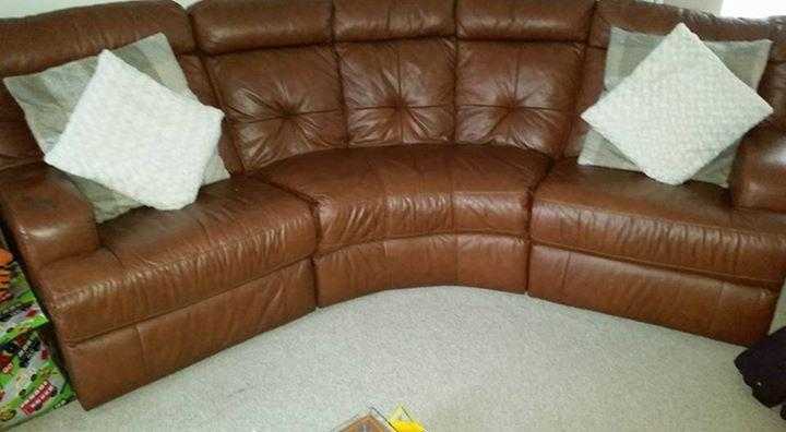 Brown Leather Electric Recliner 4 Seater Sofa