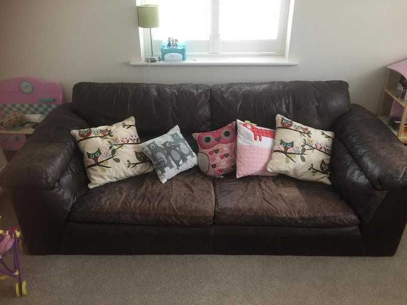 Brown leather sofa