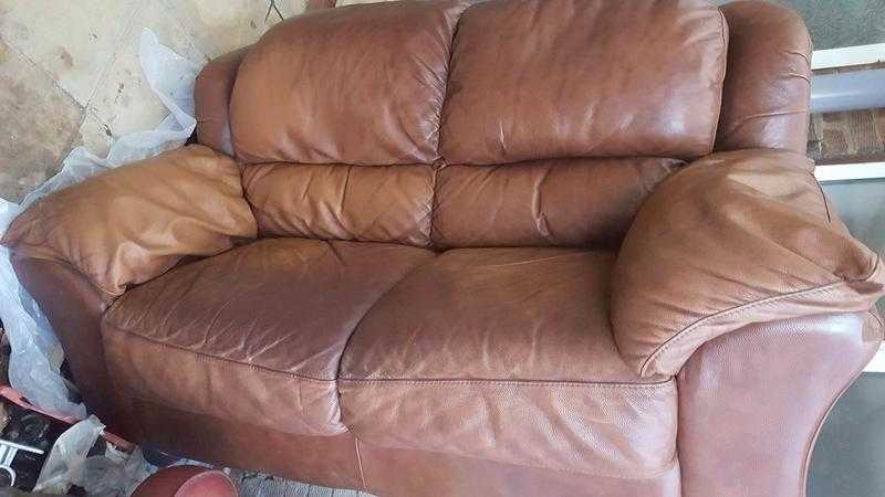 Brown leather sofa