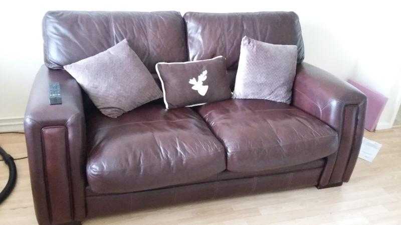 Brown leather sofa