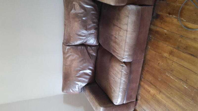 Brown leather sofa