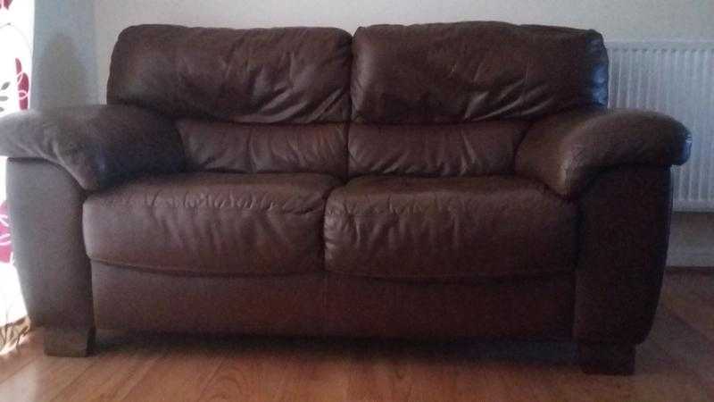 Brown leather sofa