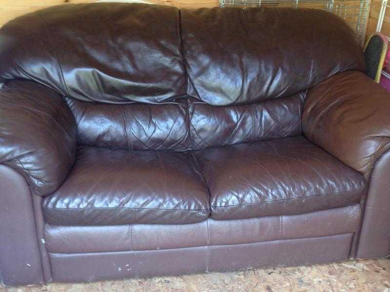 Brown leather sofa