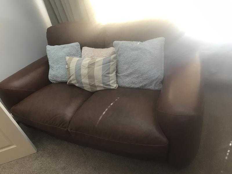 Brown leather sofa