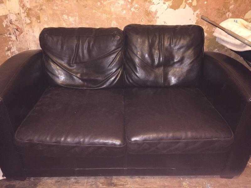 Brown leather sofa