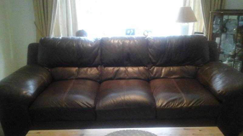 Brown leather sofa