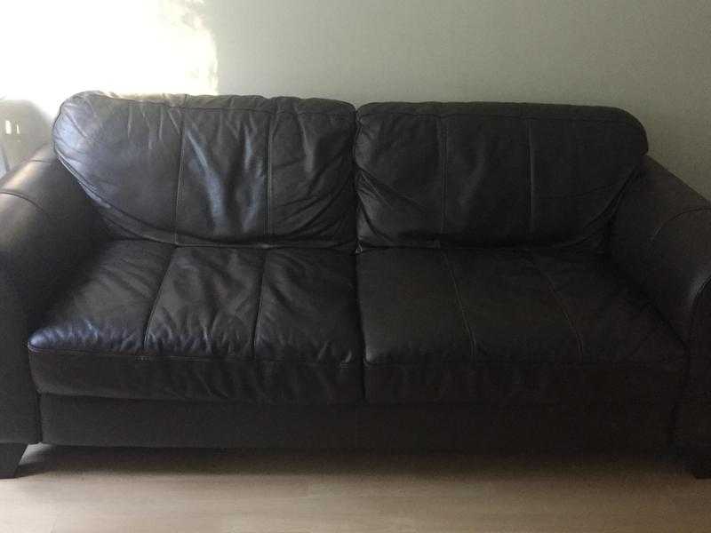 Brown leather sofa