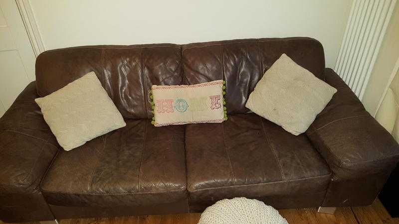 Brown leather sofa