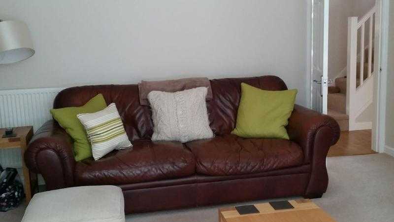 Brown leather sofa