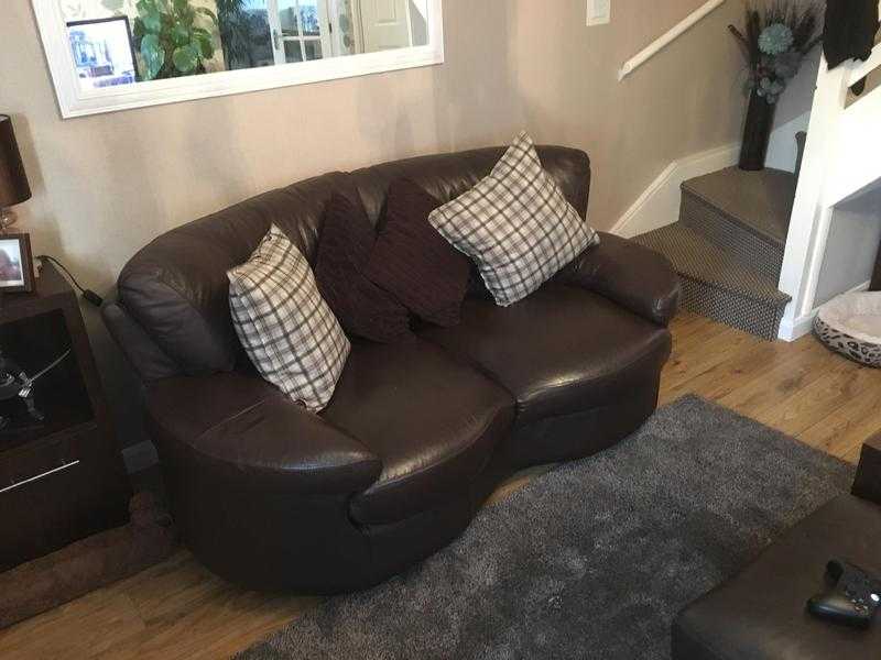 Brown leather sofa and recliner