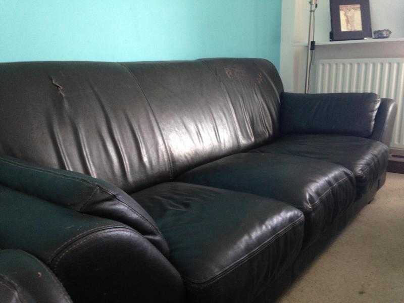 Brown Leather sofas - 2 amp 3 seater matching