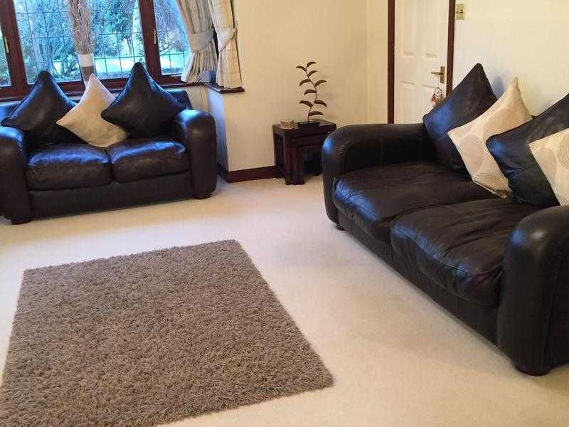 Brown Real Leather Sofas -  3 Seater and 2 Seater