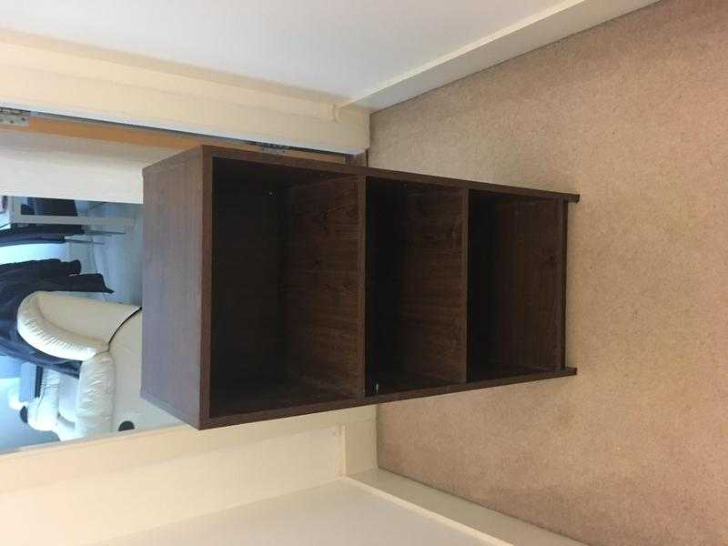 brown stand up storage shelves