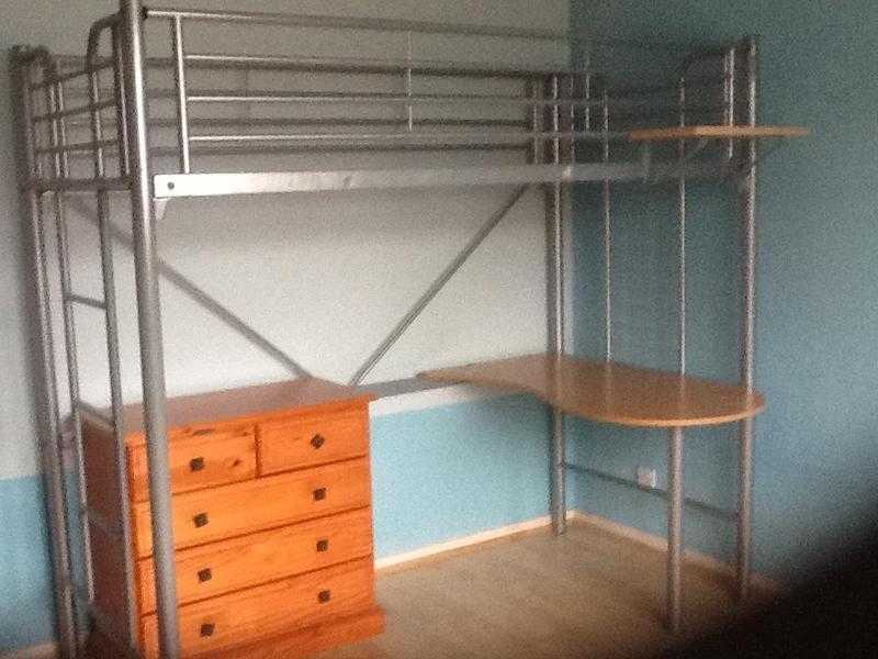 Bunk bed with desk under - v good condition