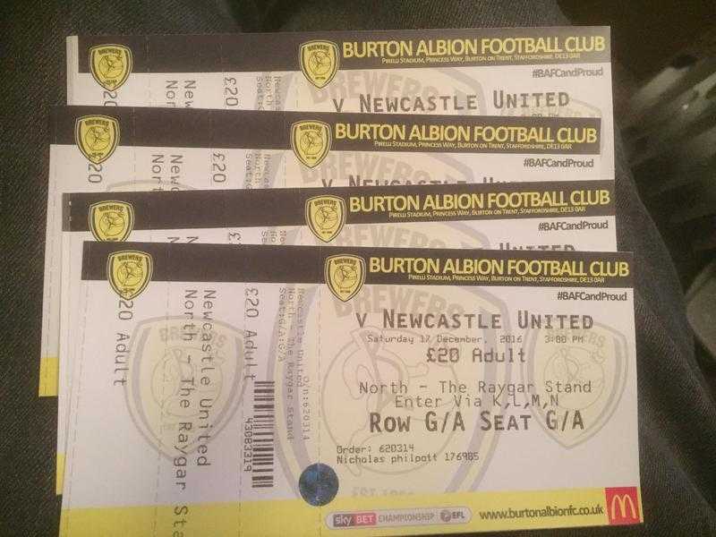 Burton Albion v Newcastle tickets