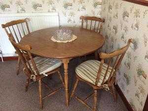 Butterfly Oval extending dining table and 4 chairs.