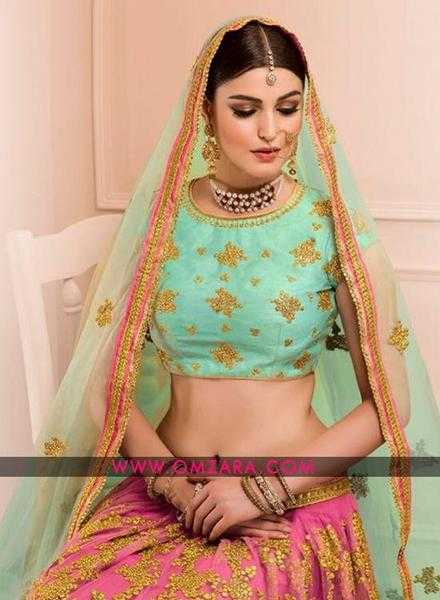 Buy Delightful Party Wear Soft Net Embroidered Lehengas Online Worldwide