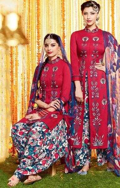 Buy Designer Peaceful Maroon Multi Patiala Suit Online at Omzara