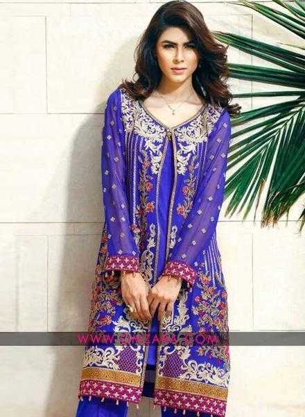 Buy Incredible Blue Embroidered Designer Pakistani Suit Online