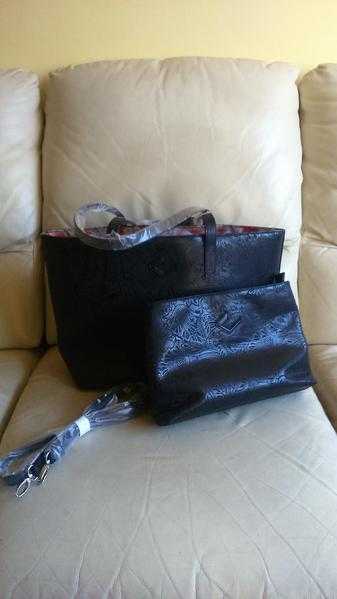 Camouflage London Embossed Paisley Tote, Black,brand new