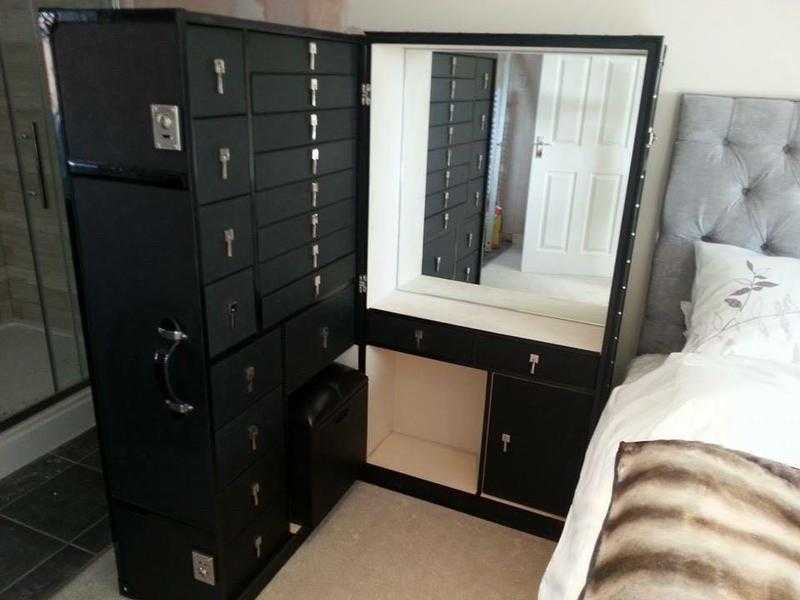 Campaign dressing table with chest of drawer