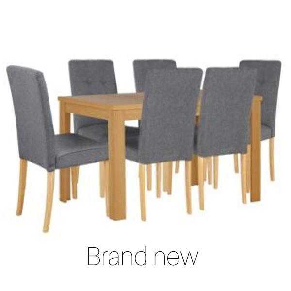 Campbell oak effect 6 adaline grey dining set new