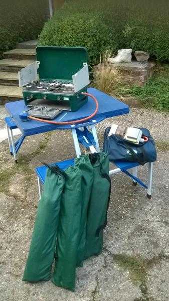 Camping gear Table, stove, 4 beds, electric hook up. Buyer collect.