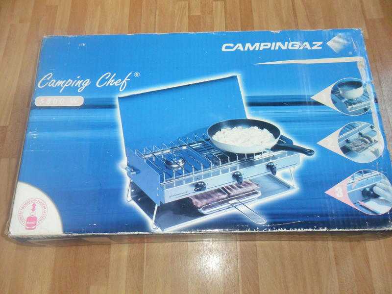 CAMPINGAZ CAMPING CHEF 5800W STOVE WITH FULL 4.5 KG. BUTANE GAS BOTTLE AND REGULATOR