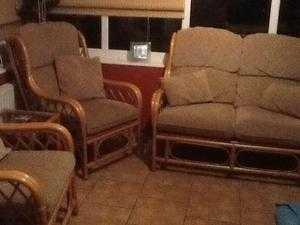 cane furniture three piece suite for sale, used item in good condition.